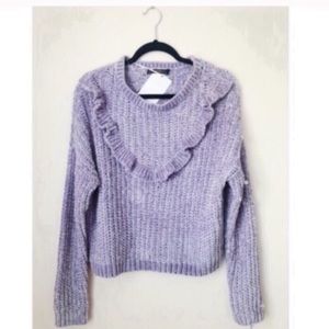 Love @ First Sight Chenille Lavender Sweater NWT L